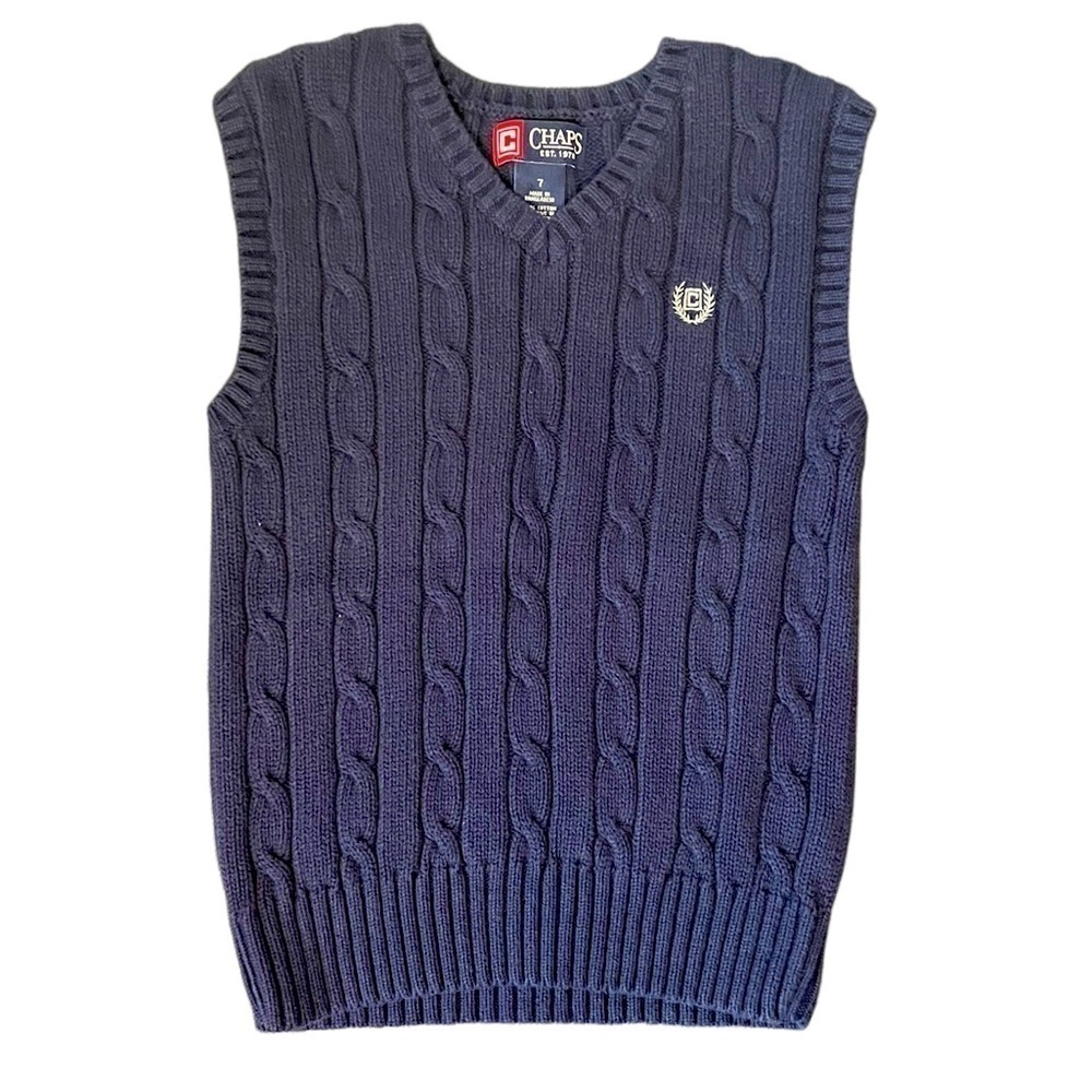 Chaps boys ribbed blue pullover sweater vest